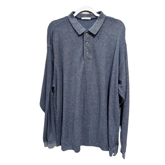 Cutter & Buck Other - Cutter & Buck Mens Long Sleeve Polo Shirt Heather Blue Size XL 100% Cotton EUC